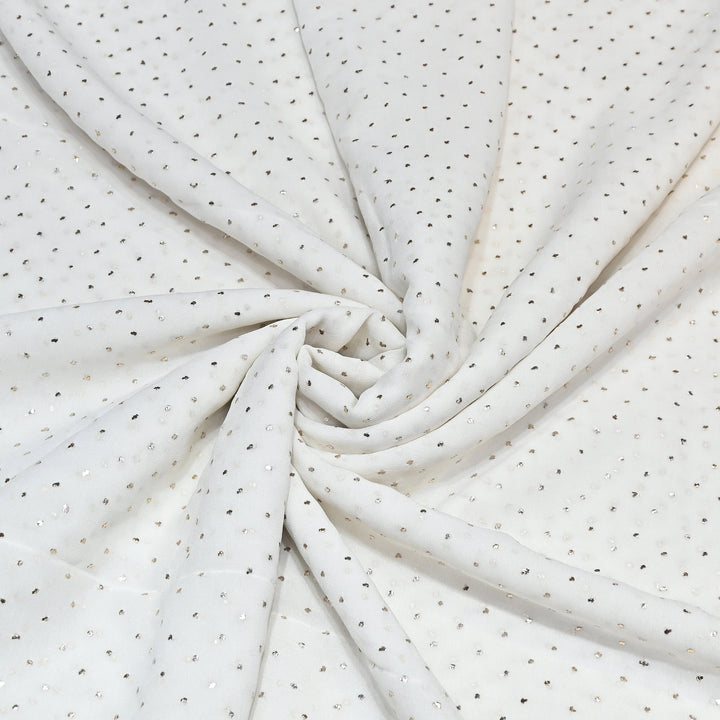 Dyeable Pure Silk Georgette Handwork Mukaish Fabric 006034