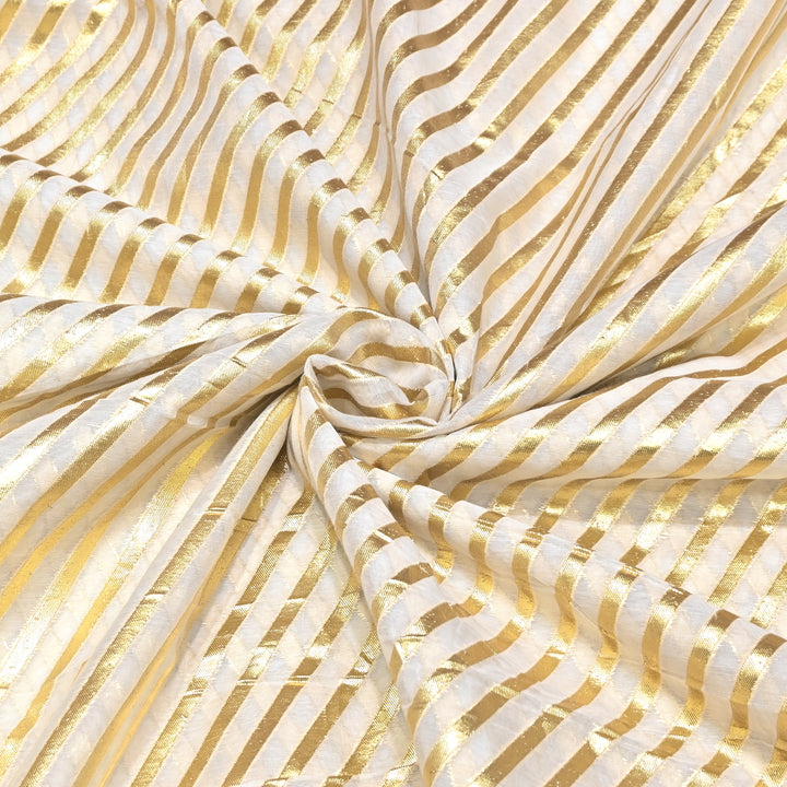 Banarasi Chanderi Gold Zari Fabric 44" – Luxury Ethnic Designer Fabric