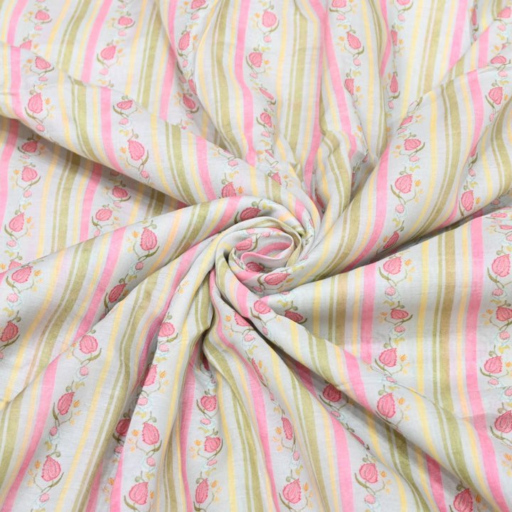 Multi Color Mul Chanderi Digital Print Fabric GT0185-14