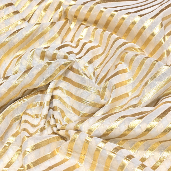 Banarasi Chanderi Gold Zari Fabric 44" – Luxury Ethnic Designer Fabric