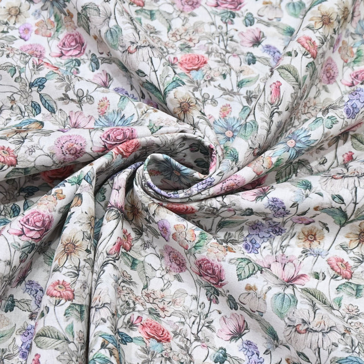 Pearl White Italian Lawn Print Fabric