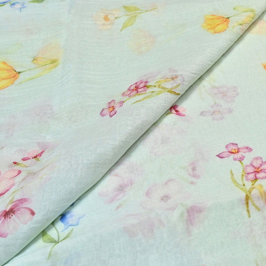 Premium Mul Chanderi Digital Print Fabric – Lightweight Chanderi Fabrics GT0185-21