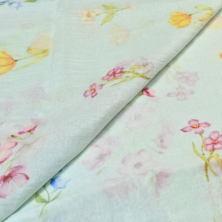 Premium Mul Chanderi Digital Print Fabric – Lightweight Chanderi Fabrics GT0185-21