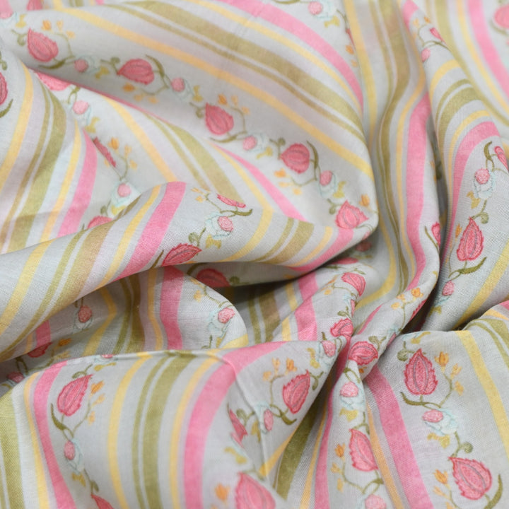Multi Color Mul Chanderi Digital Print Fabric GT0185-14