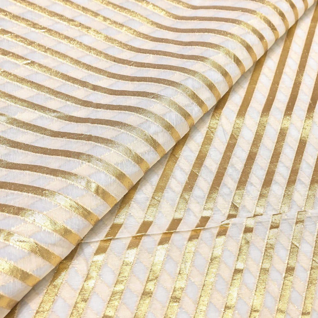 Banarasi Chanderi Gold Zari Fabric 44" – Luxury Ethnic Designer Fabric