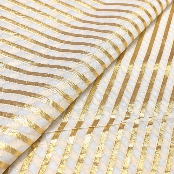 Banarasi Chanderi Gold Zari Fabric 44" – Luxury Ethnic Designer Fabric