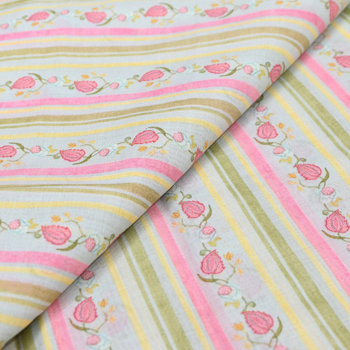 Multi Color Mul Chanderi Digital Print Fabric GT0185-14