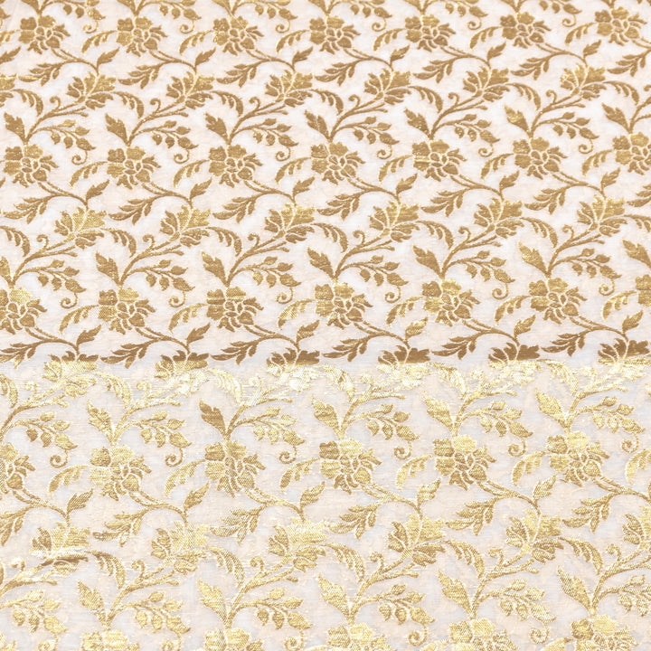 Banarasi Chanderi Gold Zari Fabric 44" – Luxury Ethnic Designer Fabric