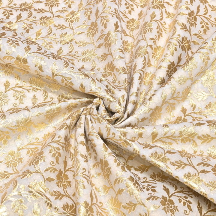 Banarasi Chanderi Gold Zari Fabric 44" – Luxury Ethnic Designer Fabric