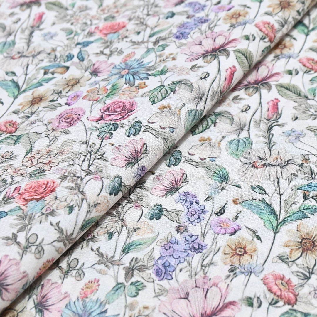 Pearl White Italian Lawn Print Fabric