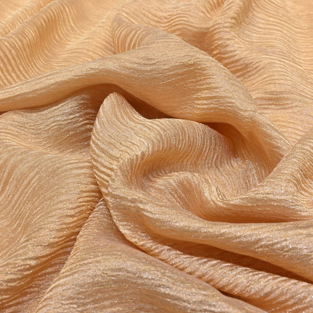 Burly Wood Premium Designer Dyed Crush Tissue Fabric with Glossy Finish