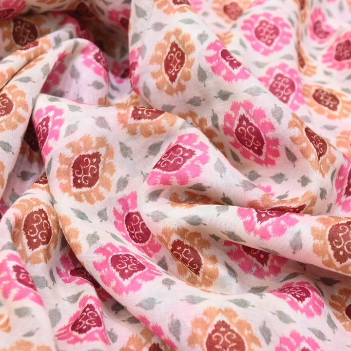 Multicolor Mul Chanderi Digital Print Fabric Lightweight Designer Printed Fabric-NS0182-4