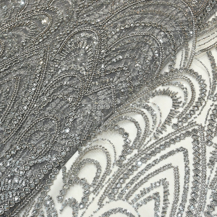 Imported Net Cutdana With Sequins Handwork Embroidery Fabrics