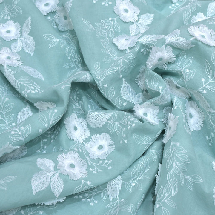 Imported Cotton 3D Flower Thread Work Embroidery Fabric
