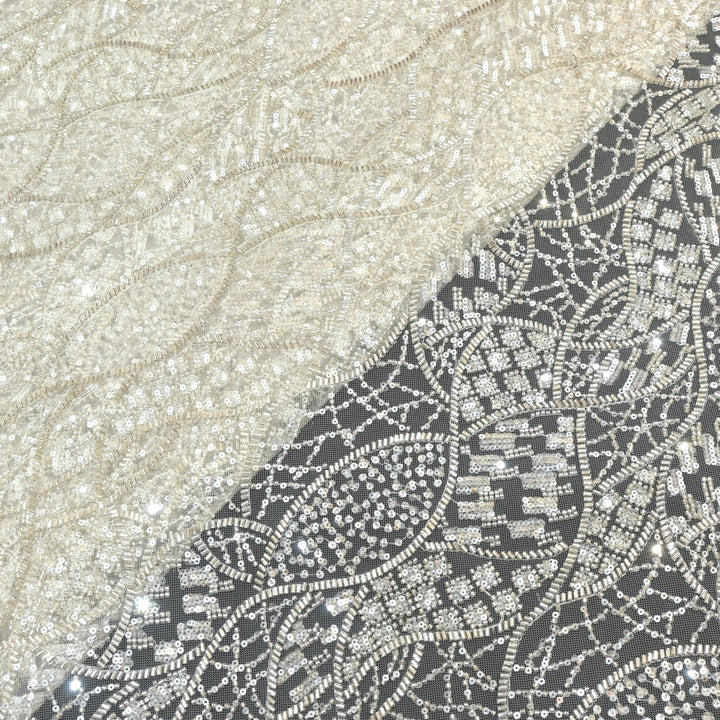 Imported Net Cutdana With Sequins Handwork Embroidery Fabrics