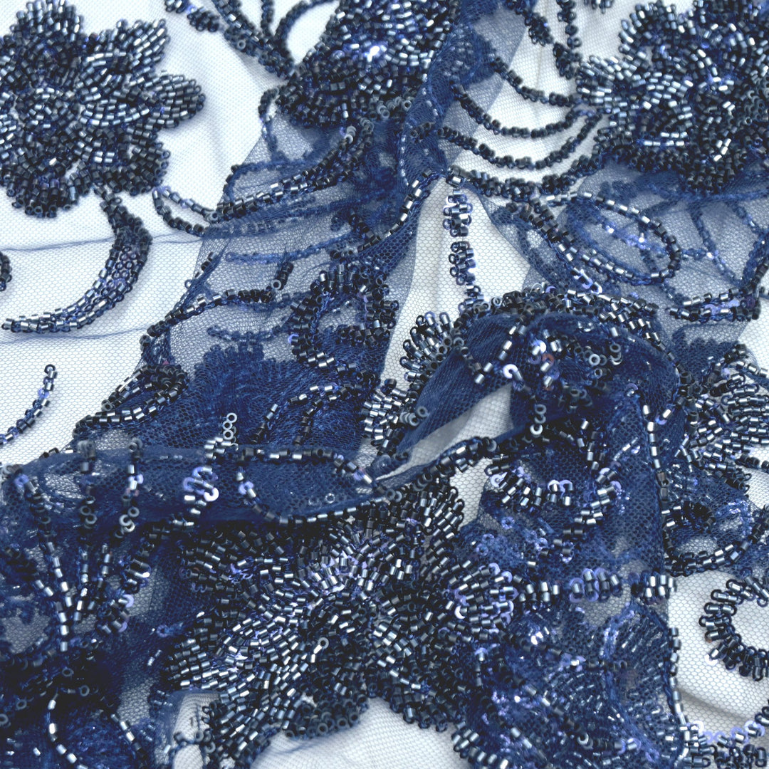 Imported Net Cutdana With Sequins Handwork Embroidery Fabrics