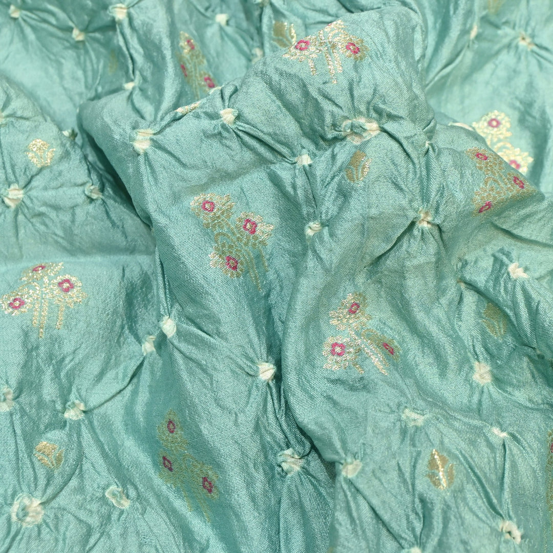 Pure Chiniya Silk Meena Zari And Hand Bandhani Fabrics