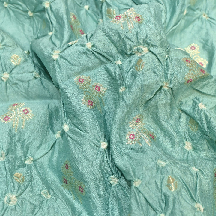 Pure Chiniya Silk Meena Zari And Hand Bandhani Fabrics