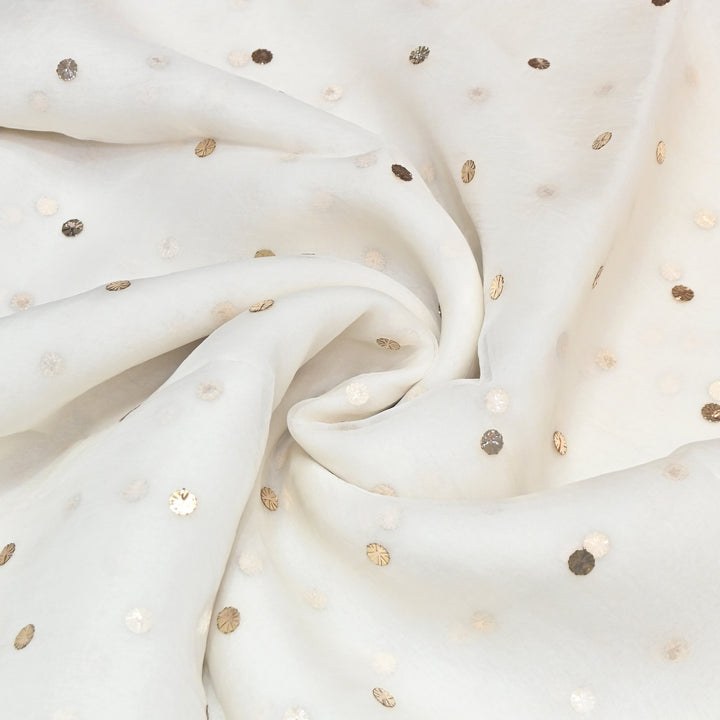 Dyeable Pure 28gm Silk Organza Handwork Mukaish Fabric TIK008