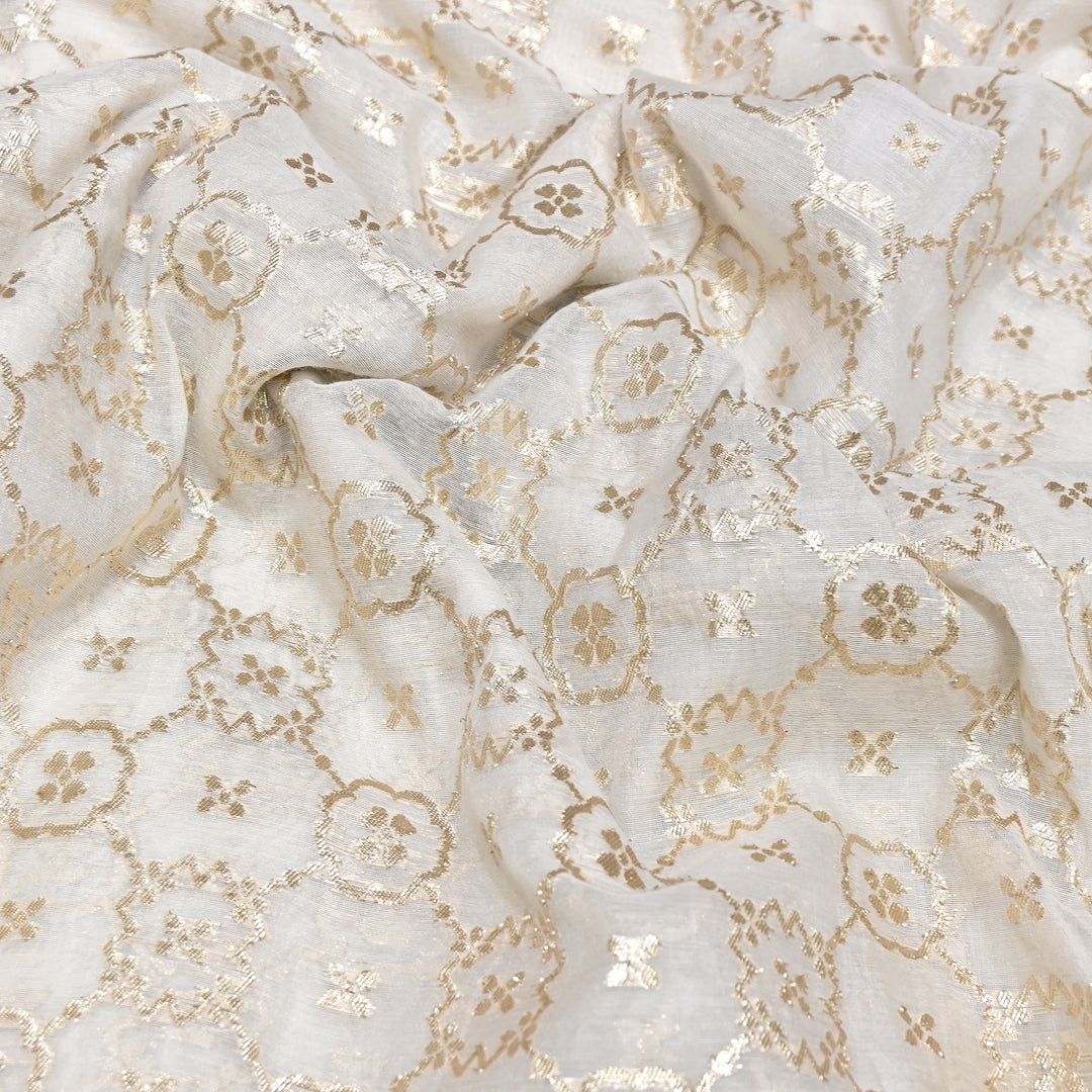 Banarasi Chanderi Gold Mat Zari Fabric – Premium Designer Ethnic Wear Fabric 000313-4