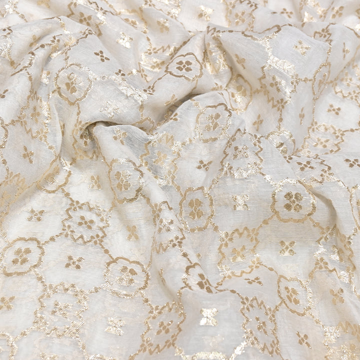Banarasi Chanderi Gold Mat Zari Fabric – Premium Designer Ethnic Wear Fabric 000313-4