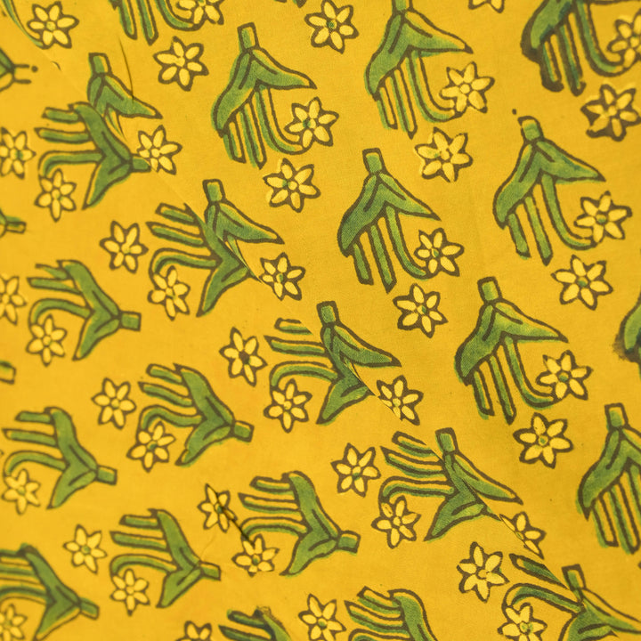 Mustard Yellow Modal Satin Fabric in Digital Print