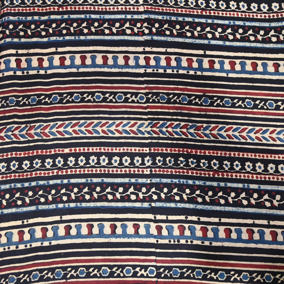 Deep Black & Blue Modal Satin Fabric in Digital