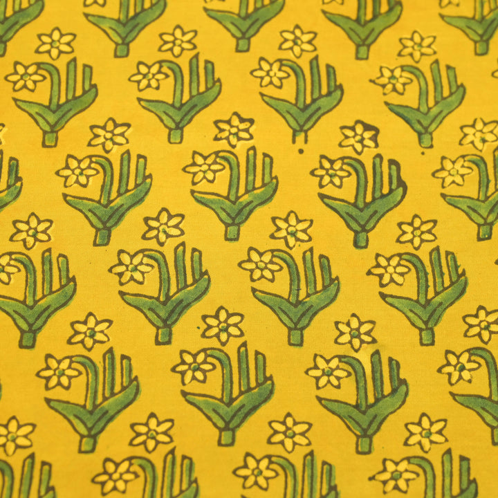 Mustard Yellow Modal Satin Fabric in Digital Print