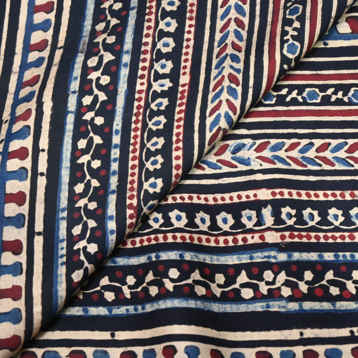 Deep Black & Blue Modal Satin Fabric in Digital