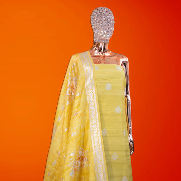 💫 Pure Raw Silk Banarasi Zari Unstitched Suit Set