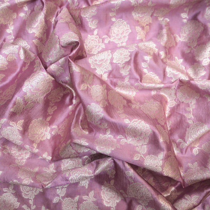 Onion Pure Mango Silk Zari Brocade fabric. | 165-192O