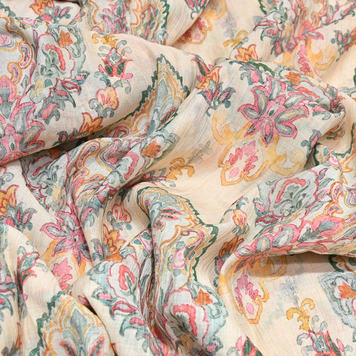 Multi Color Crush Muslin Digital Print Fabric – Soft Designer Muslin Print Fabric- COO145-4