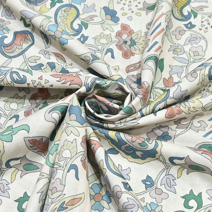 Soft White Italian Lawn Print Fabric