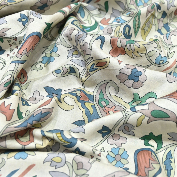 Soft White Italian Lawn Print Fabric