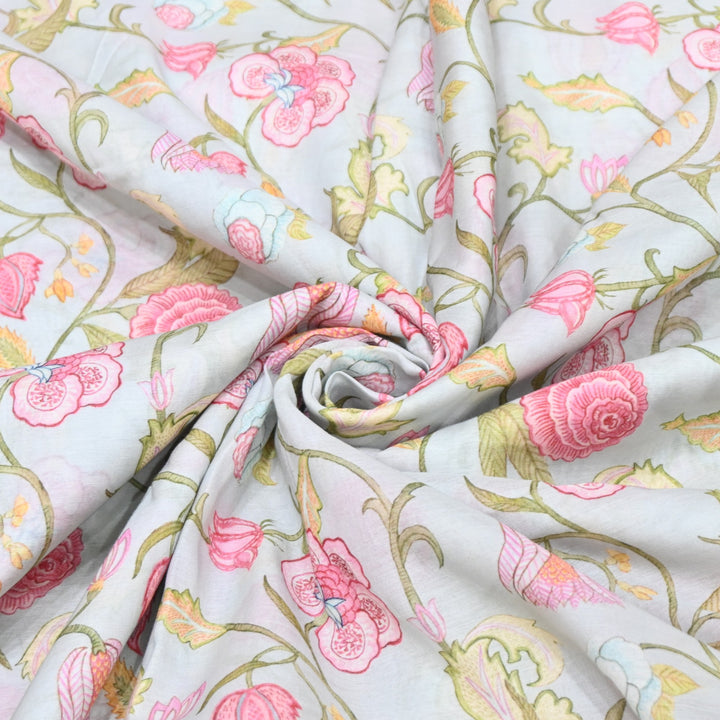 Multi Color Mul Chanderi Digital Print Fabric GT0185-16