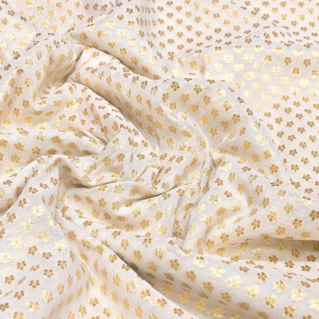 Banarasi Chanderi Gold Zari Fabric 44" – Luxury Ethnic Designer Fabric