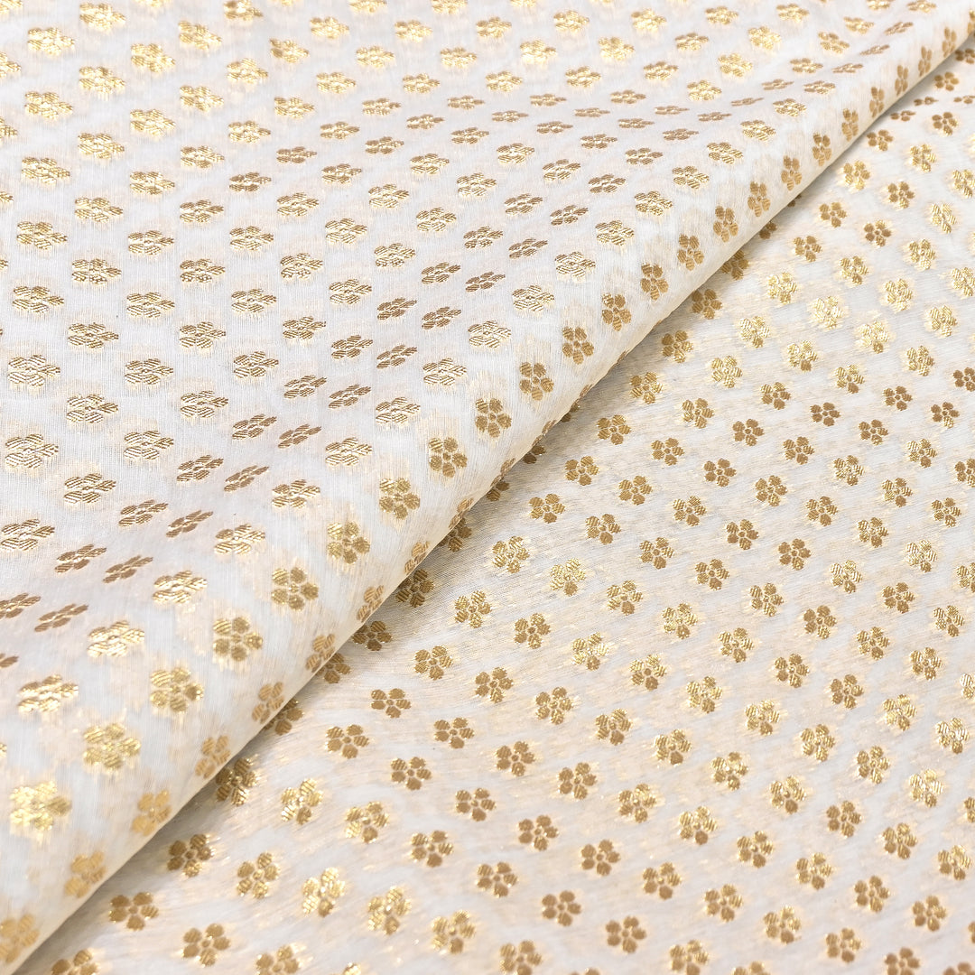 Banarasi Chanderi Gold Zari Fabric 44" – Luxury Ethnic Designer Fabric