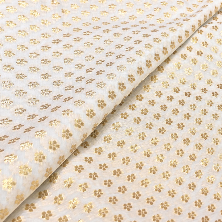Banarasi Chanderi Gold Zari Fabric 44" – Luxury Ethnic Designer Fabric