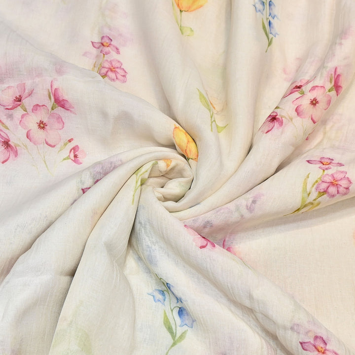 Premium Mul Chanderi Digital Print Fabric – Lightweight Chanderi Fabrics GT0185-17