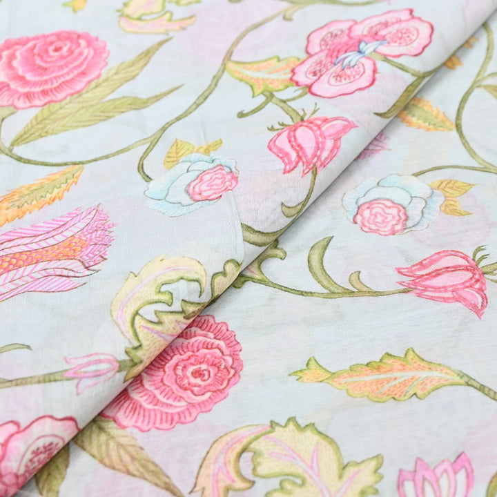 Multi Color Mul Chanderi Digital Print Fabric GT0185-16