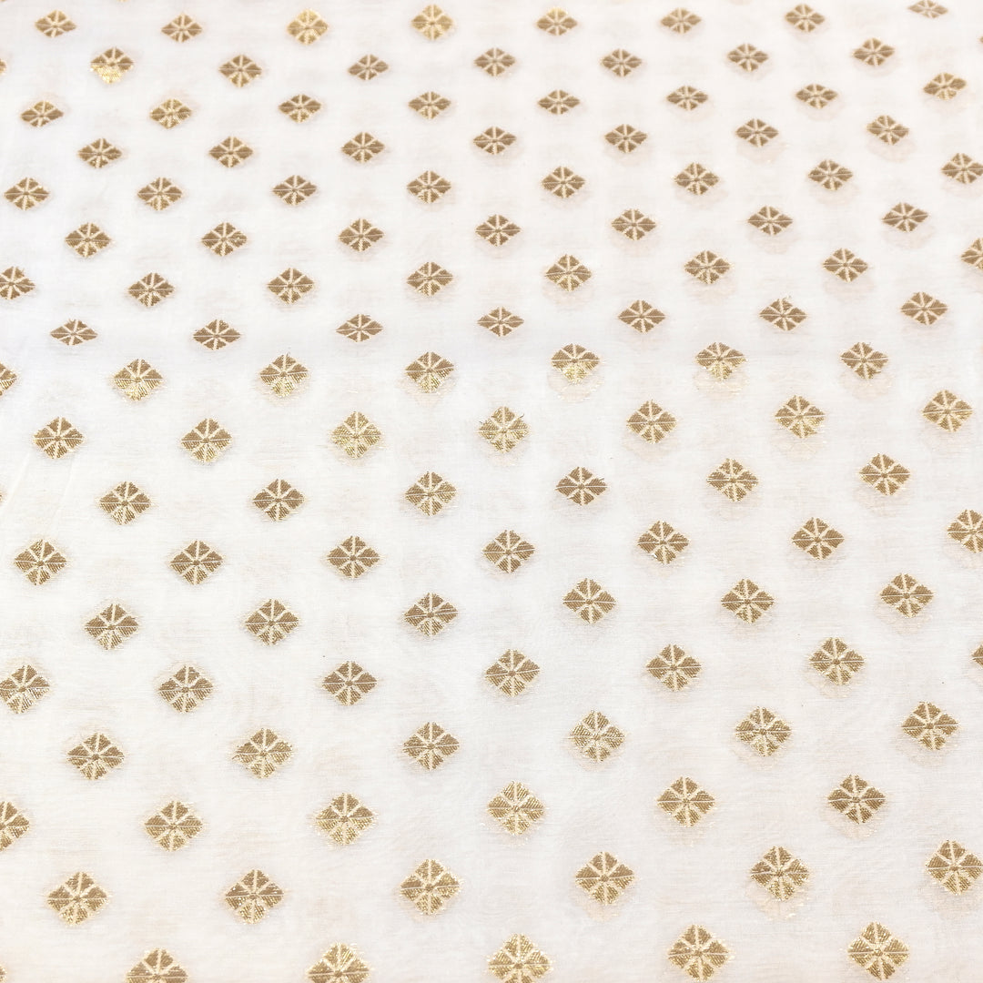 Banarasi Chanderi Gold Zari Fabric 44" – Luxury Ethnic Designer Fabric