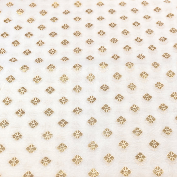 Banarasi Chanderi Gold Zari Fabric 44" – Luxury Ethnic Designer Fabric