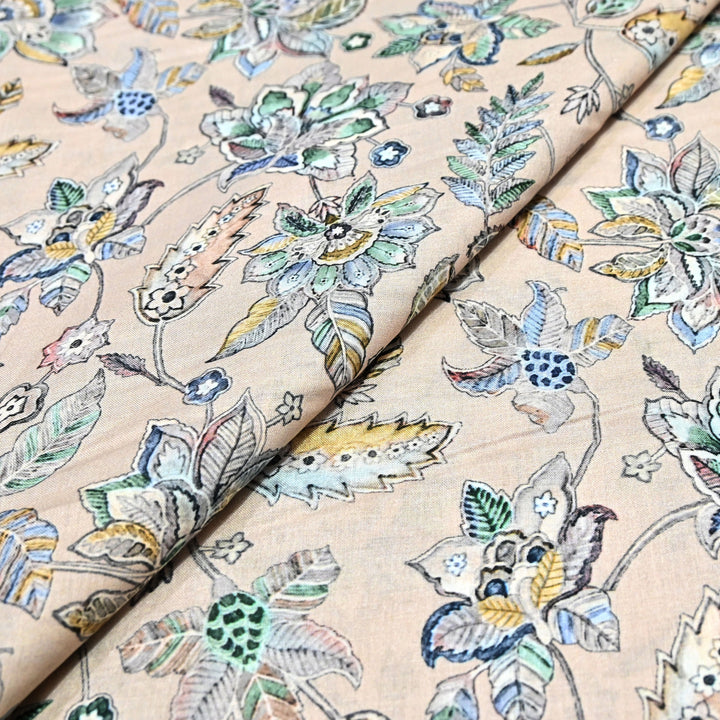 Soft Peach Italian Lawn Print Fabric