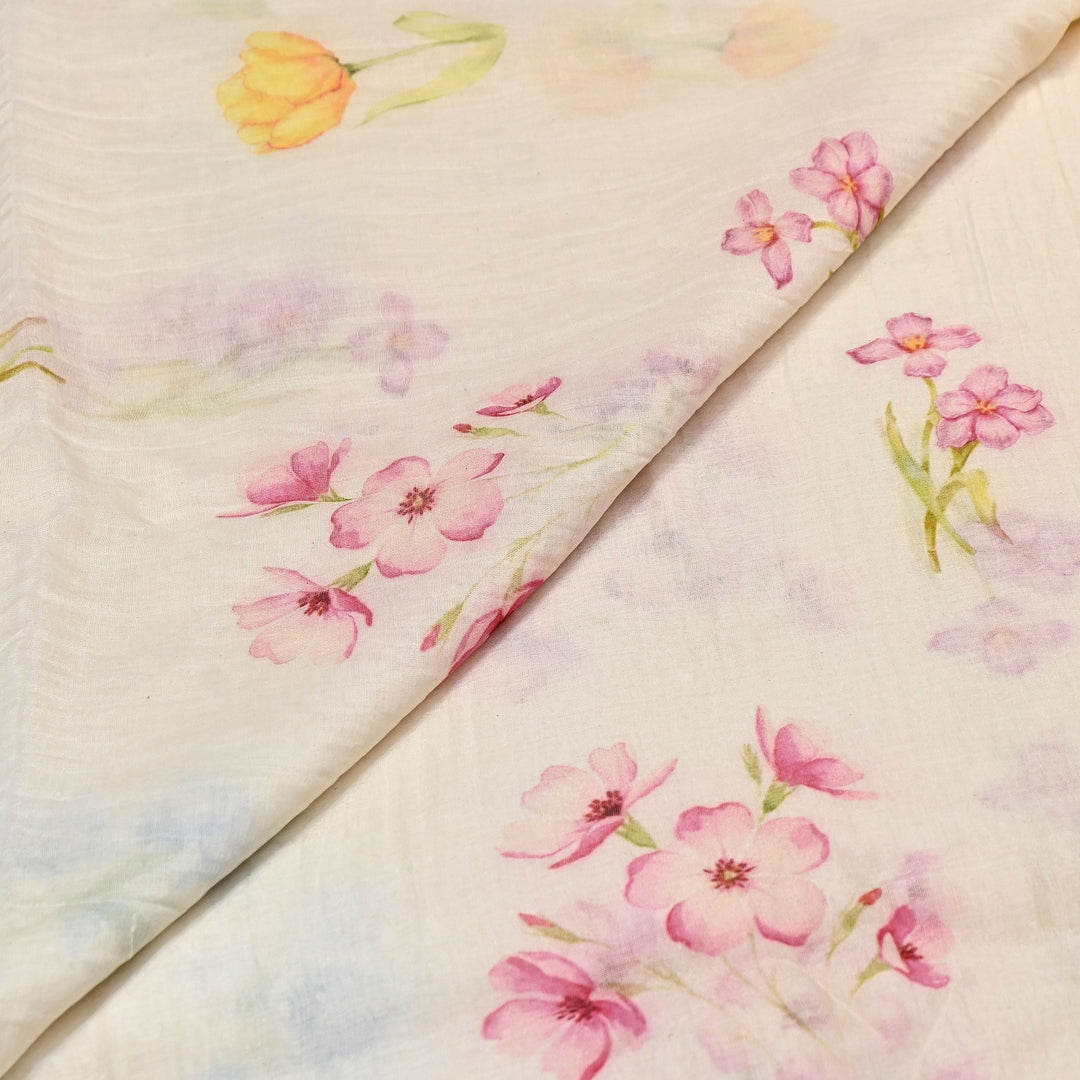 Premium Mul Chanderi Digital Print Fabric – Lightweight Chanderi Fabrics GT0185-17