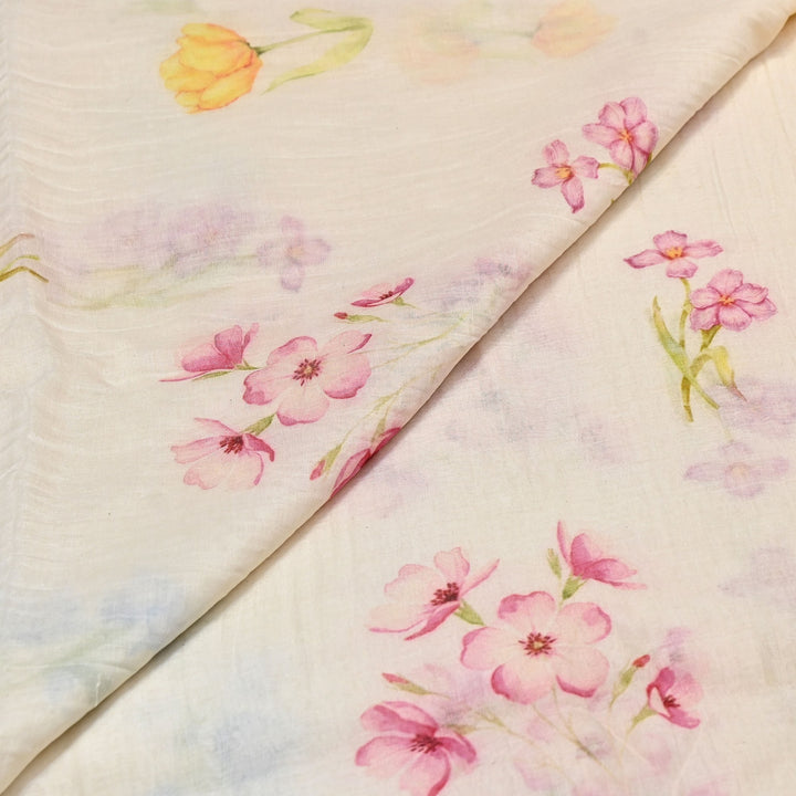 Premium Mul Chanderi Digital Print Fabric – Lightweight Chanderi Fabrics GT0185-17