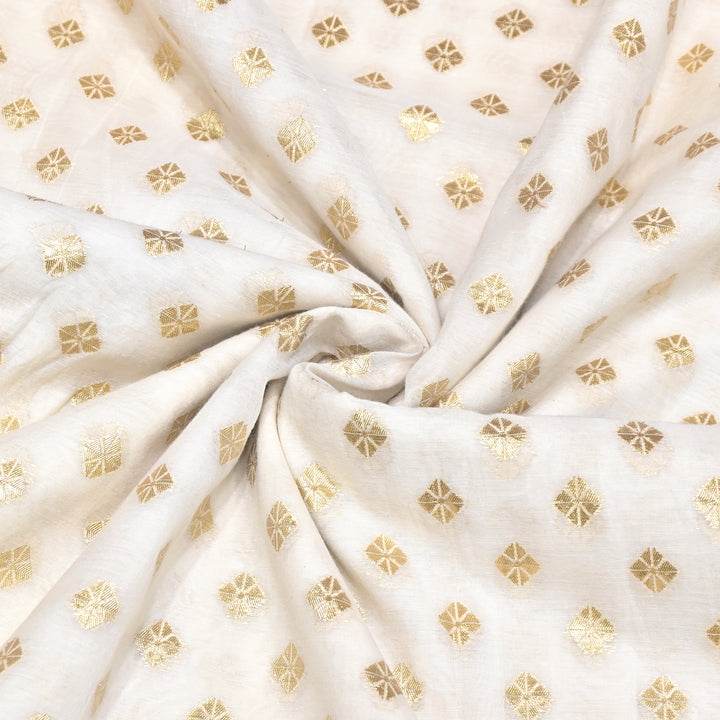 Banarasi Chanderi Gold Zari Fabric 44" – Luxury Ethnic Designer Fabric