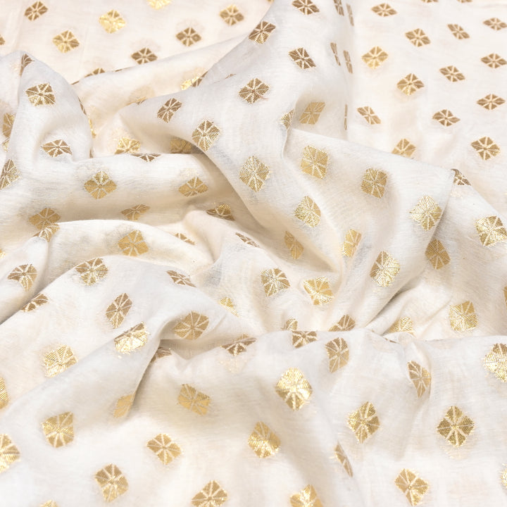 Banarasi Chanderi Gold Zari Fabric 44" – Luxury Ethnic Designer Fabric