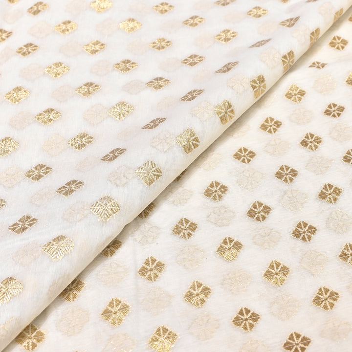Banarasi Chanderi Gold Zari Fabric 44" – Luxury Ethnic Designer Fabric