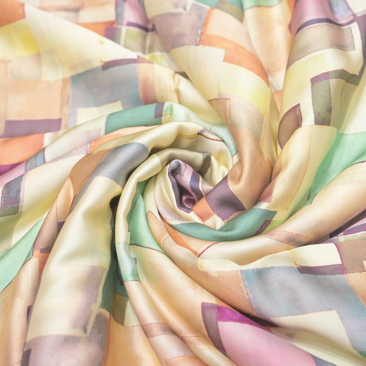 Pastel Multicolour Modal Satin Fabric in Digital Print