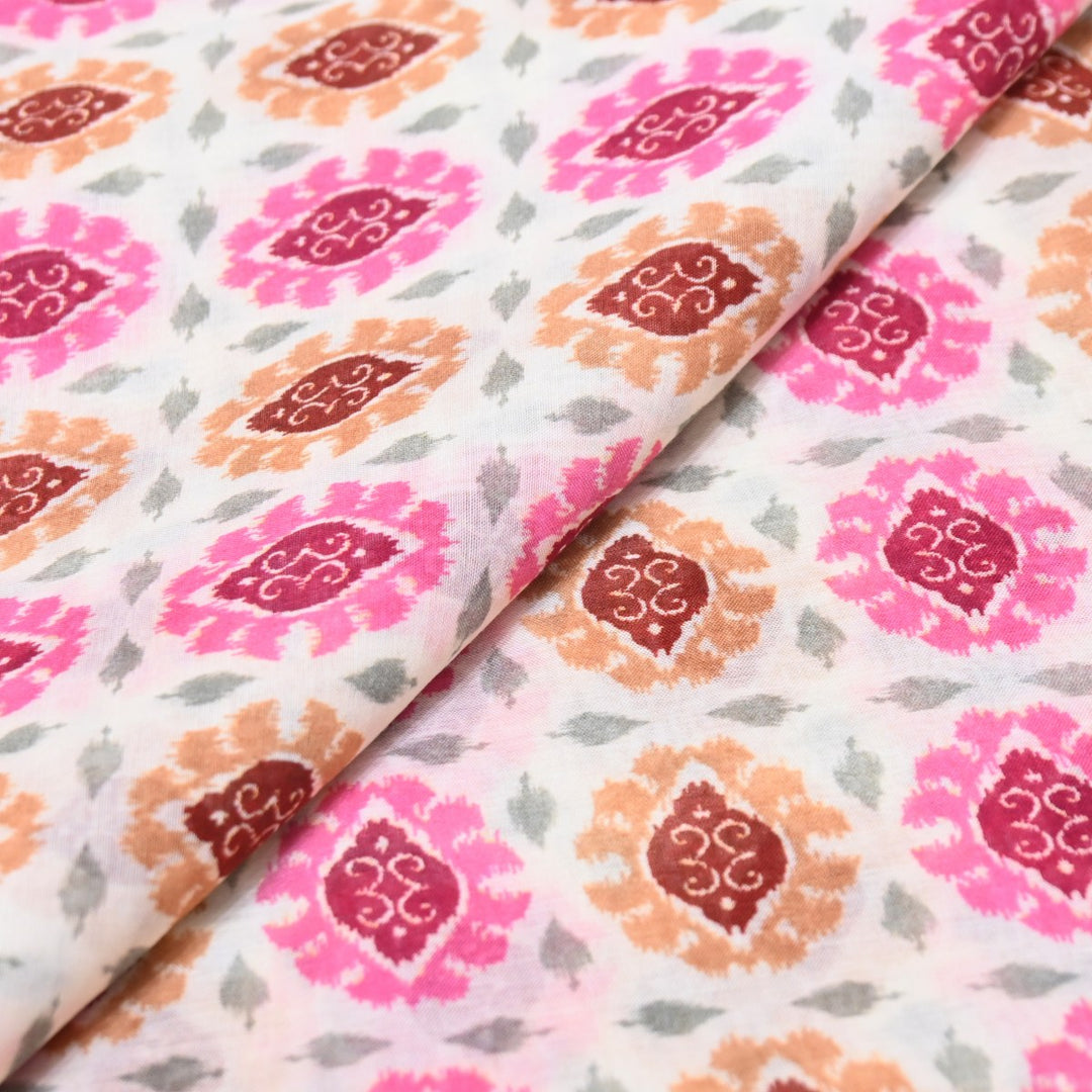 Multicolor Mul Chanderi Digital Print Fabric Lightweight Designer Printed Fabric-NS0182-4
